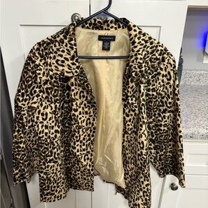 Leopard Print Blazer Jacket - Beige/Black